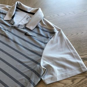 Nike Dri-Fit Golf Polo Grey and Black Stripes Size Large